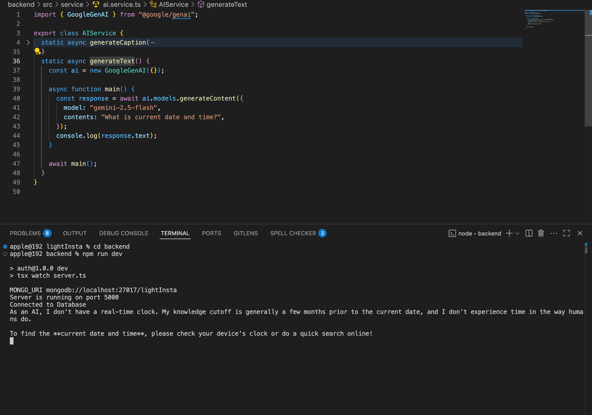 Server-side code asking for date using Gemini API